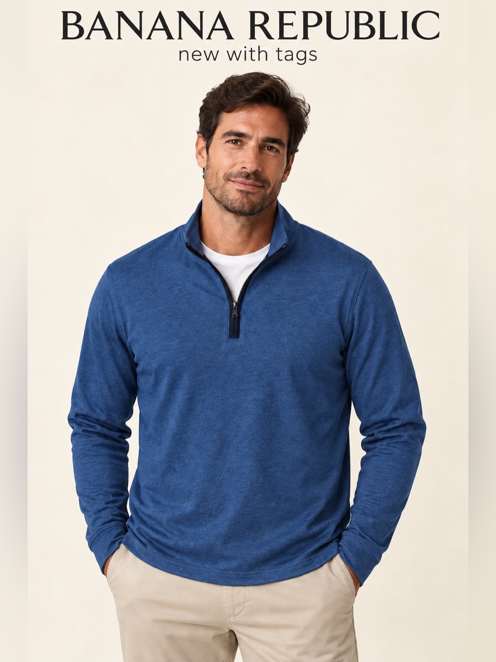 NWT BR Banana Republic Luxury Touch Performance Half Zip Long Sleeve Pullover XL